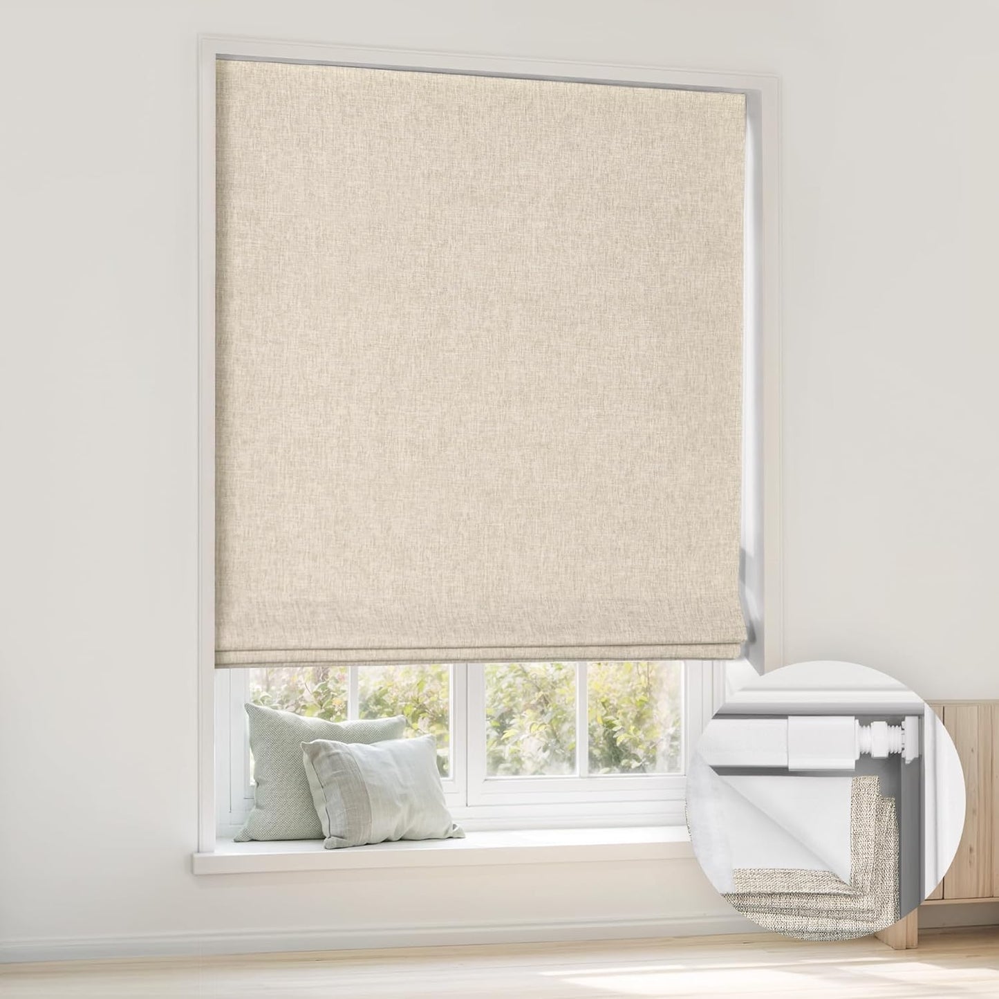 Cordless Roman Shades for Windows - Blackout Thermal Insulated
