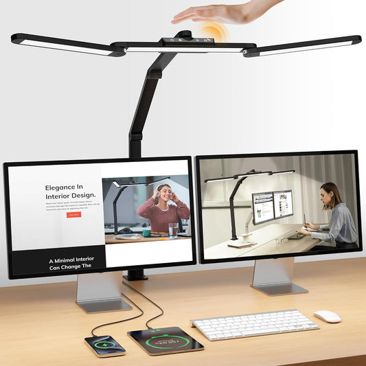 24W Gesture Sensor Clamp Lamp - USB+C Ports