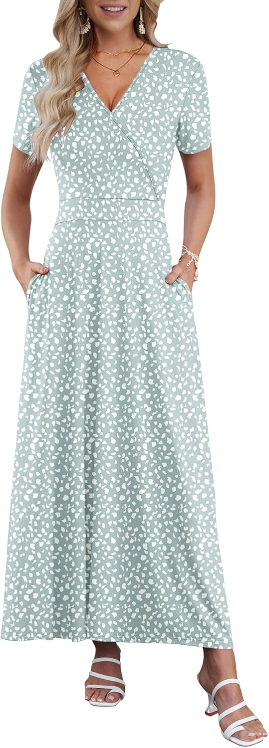 AUSELILY Maxi Dresses for Women with Pockets and Floral Print