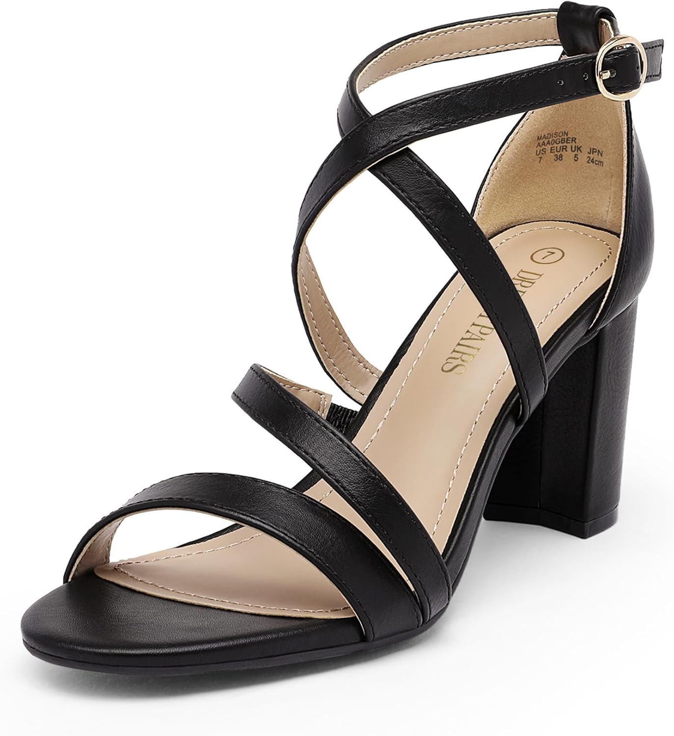 DREAM PAIRS Womens Ankle Strap Dress Pump Low Chunky Heel Sandals