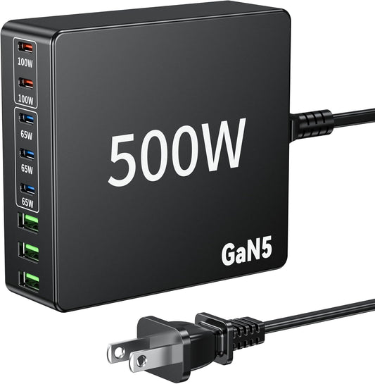 Ultra-Fast 500W USB-C Charger for Multi-Device Charging