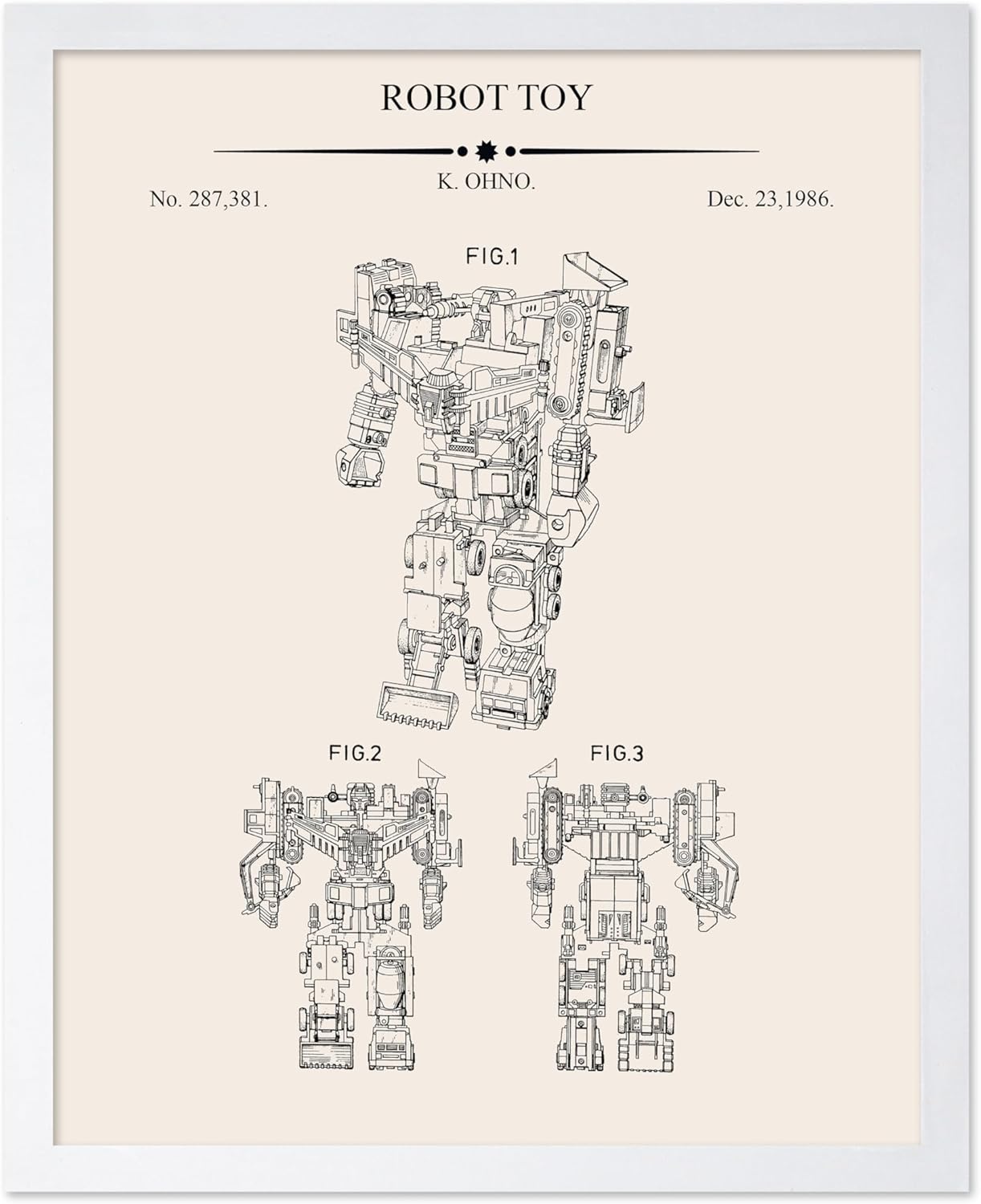 Transforming Robot Toy Blueprint Poster