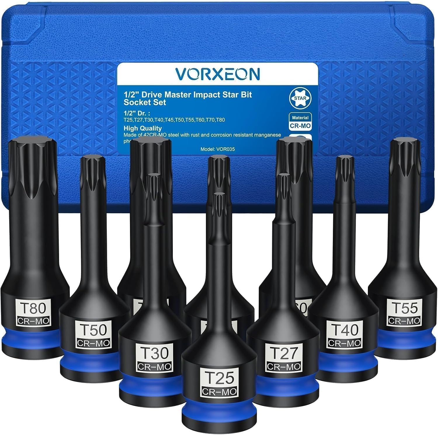 10 PCS 1/2 Drive Impact Star Bit Socket Set for Professionals