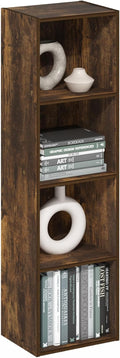 Furinno Pasir 4-Tier Open Shelf Bookcase, Amber Pine - Compact Storage