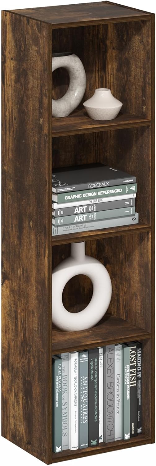 Furinno Pasir 4-Tier Open Shelf Bookcase in Amber Pine Finish