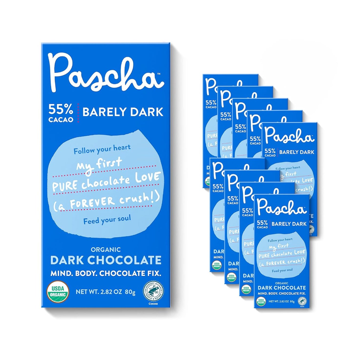 Pascha Organic Dark Chocolate Bars 55% Cacao, Gluten Free Treat