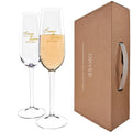 Personalized Champagne Flutes Glasses Gold 7.5oz Set 2 - Gift Box