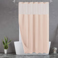 Waffle Weave Pink Shower Curtain with Snap-in Liner - Hotel Style