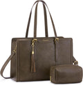 LOVEVOOK Laptop Bag for Women 15.6 in Vintage Leather Tote - Large