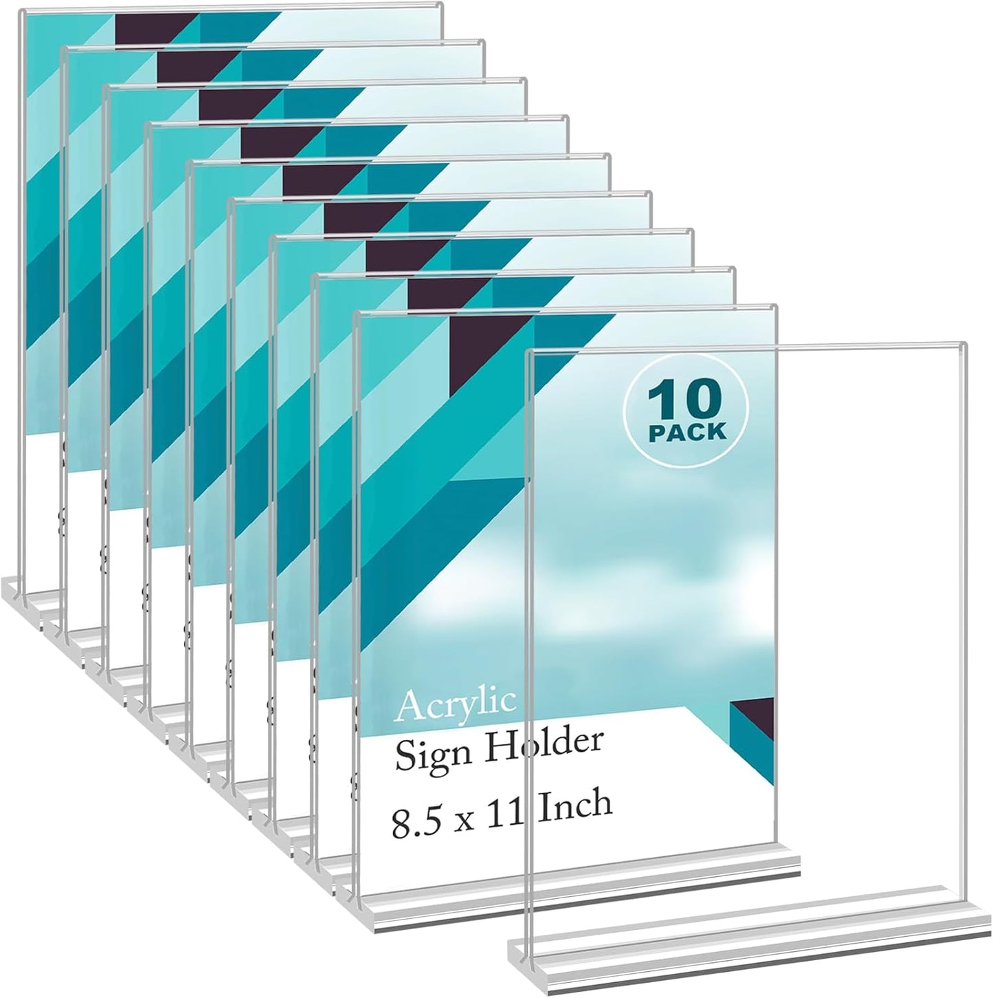 Acrylic Sign Holder 8.5 x 11 - 10 Pack for Displays and Menus