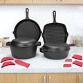 QuliMetal Seasoned Cast Iron Cookware Set, 5-Piece Bundle - Durable