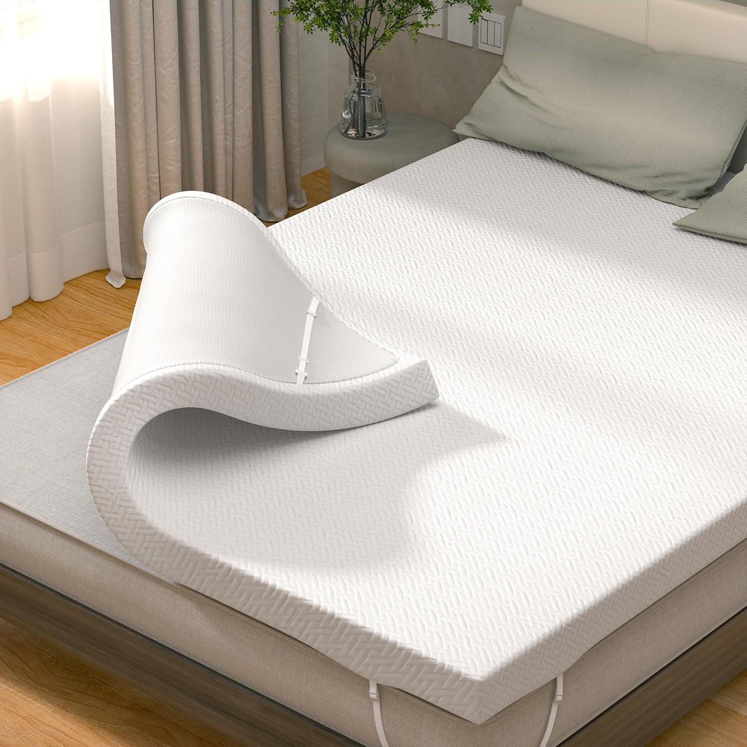 Miereirl 3 Inch Memory Foam Mattress Topper for Cool Sleep