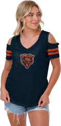 Women's NFL Cold Shoulder Fashion Top - Team Logo VNeck