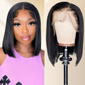 Bob Wig Human Hair 13x4 Frontal Lace Bob Wig 12in - Natural Look