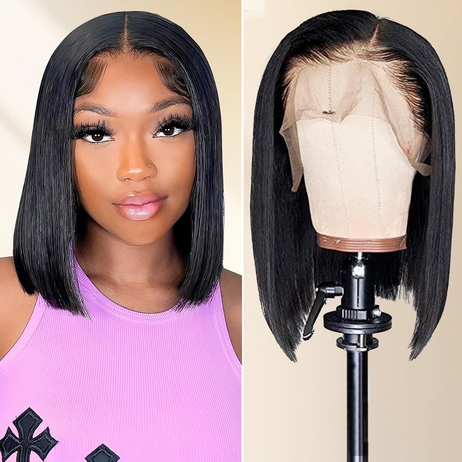 Bob Wig Human Hair 13x4 Frontal Lace Wig for Women 12 in
