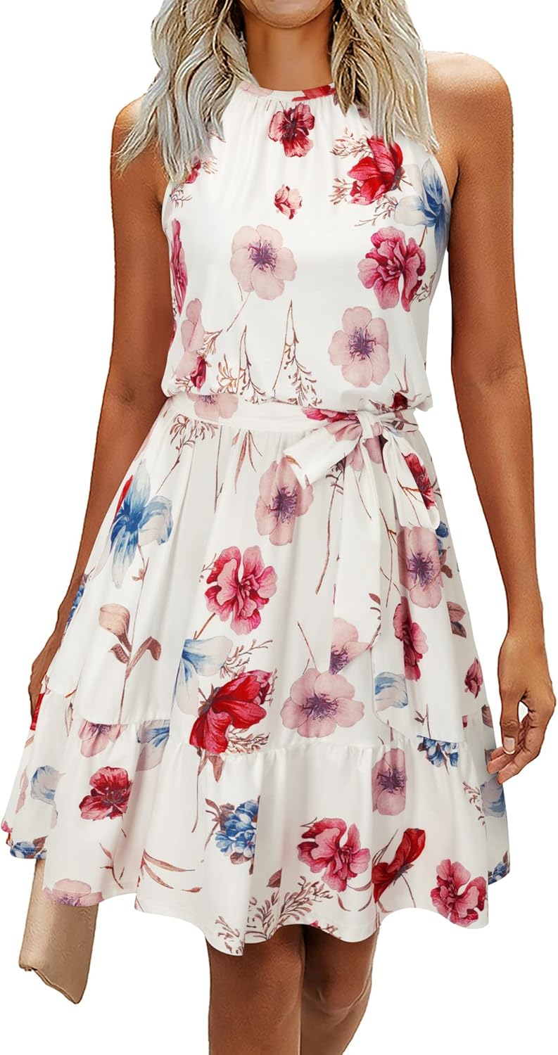 Newshows Womens Summer Dress Halter Wedding Guest Casual Beach
