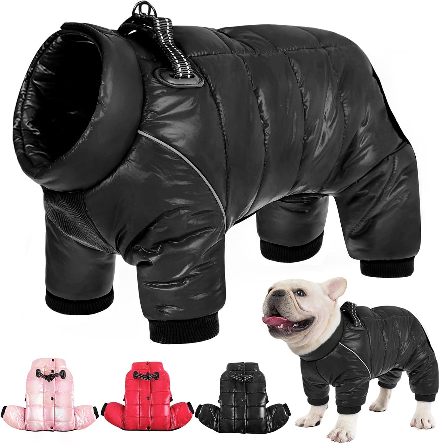 AOFITEE Waterproof Dog Winter Jacket for Small Dogs, Black XL