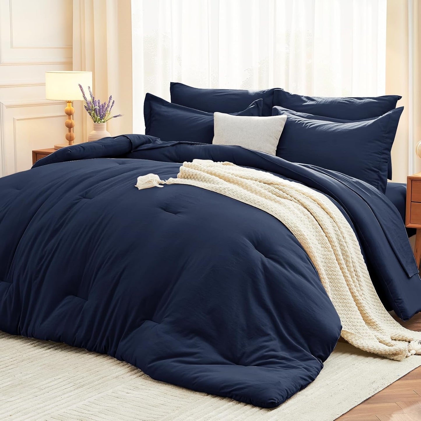 MUXHOMO 7 Pieces Queen Comforter Set for Ultimate Comfort