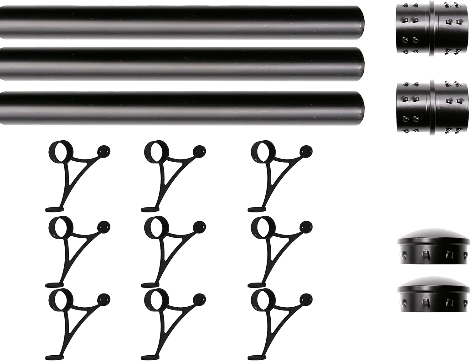 Solid Bar Mount Foot Rail Kit with Matt Black Stainless Steel
