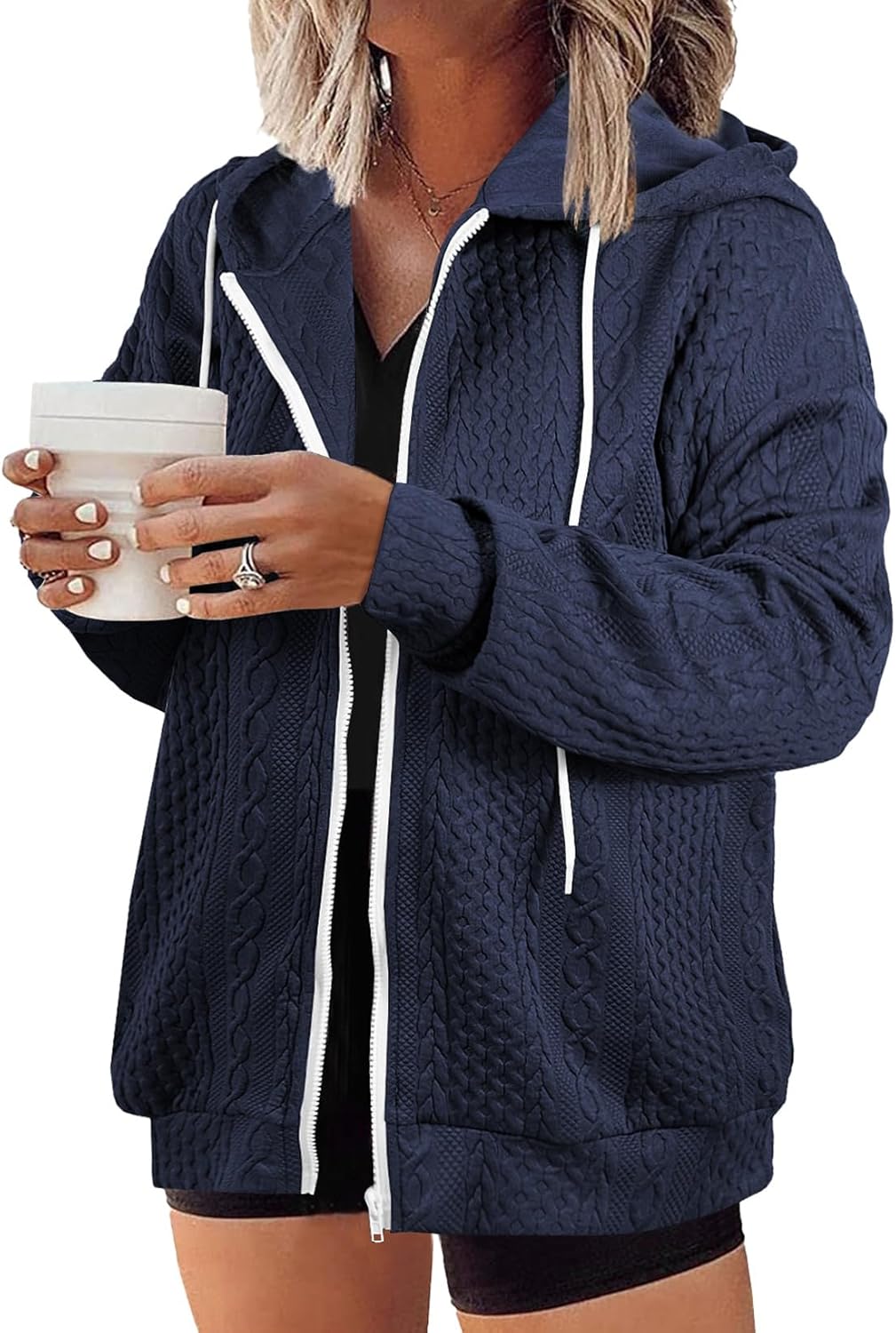 Eytino Plus Size Hoodies Sweatshirt Zip Up Jacket for Women
