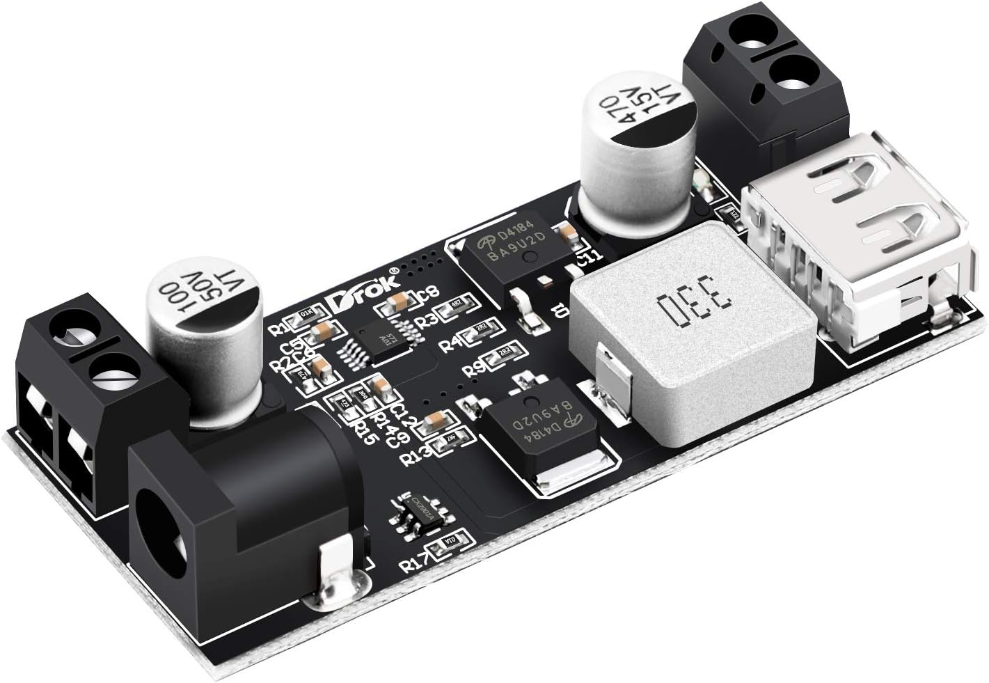 DROK 12V to 5V 5A USB Buck Converter - Fast Phone Charging
