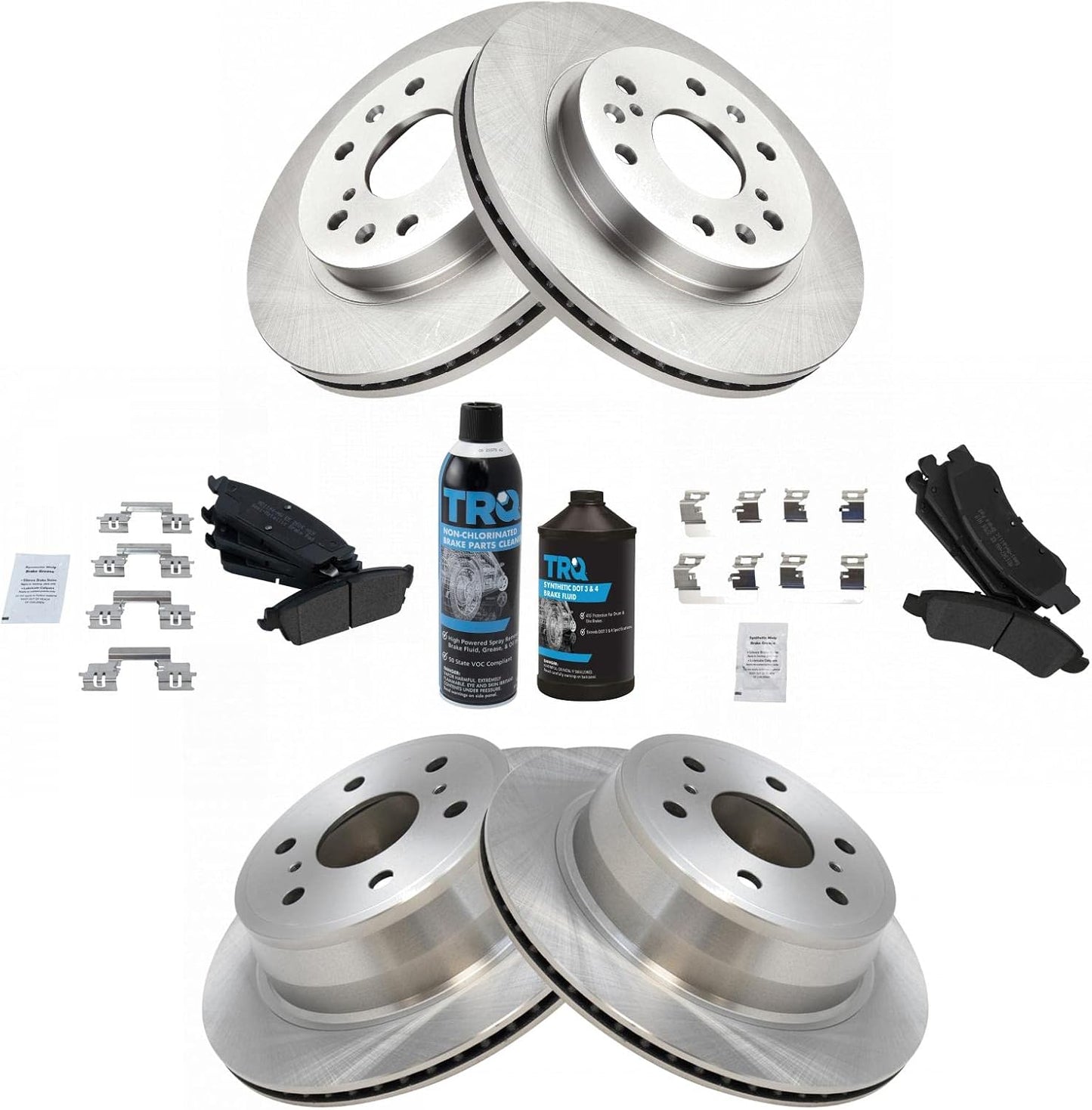 TRQ Front & Rear Brake Pad & Rotor Kit for 08-13 Avalanche
