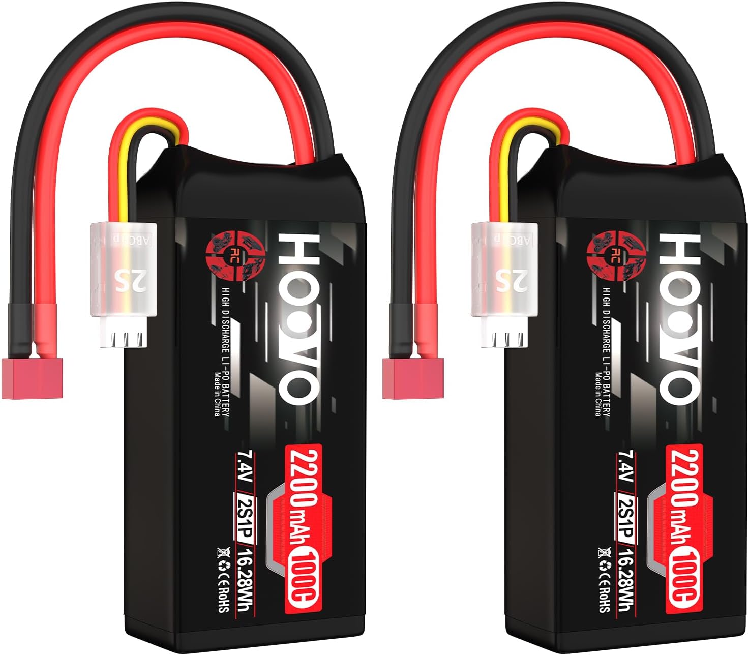 HOOVO 2S Shorty Lipo Battery 2200mAh for RC Hobbies and Drones
