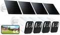 4K Solar Security Cameras Wireless Outdoor - 4 Pack 8MP Color Night