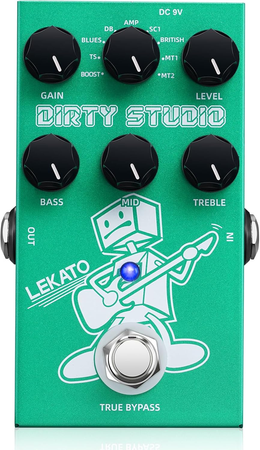 LEKATO Boost Distortion Overdrive Pedal with 9 Tones and EQ