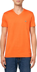 Orange V-Neck Top - Soft Pima Cotton V-Neck Tee Lacoste