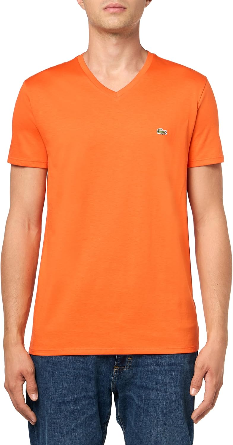 Orange V-Neck Top by Lacoste - Premium Lightweight Cotton Style