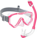 Vvinca Snorkel Set for Kids Dry Top Mask and Goggles - Clear 180 View