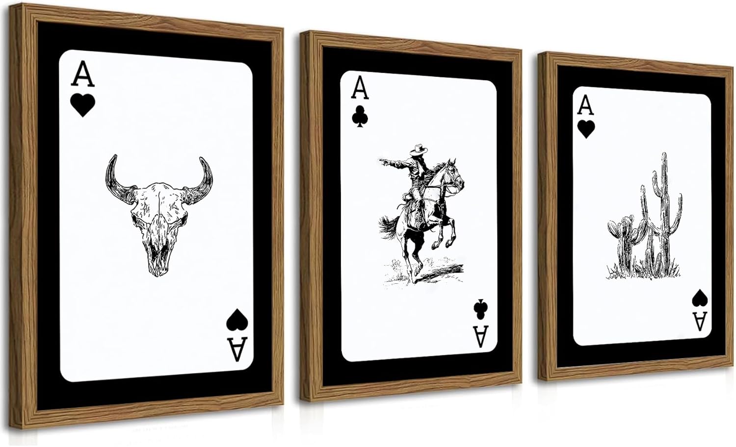 Western Cowboy Wall Art Set of 3 for Rustic Room Decor