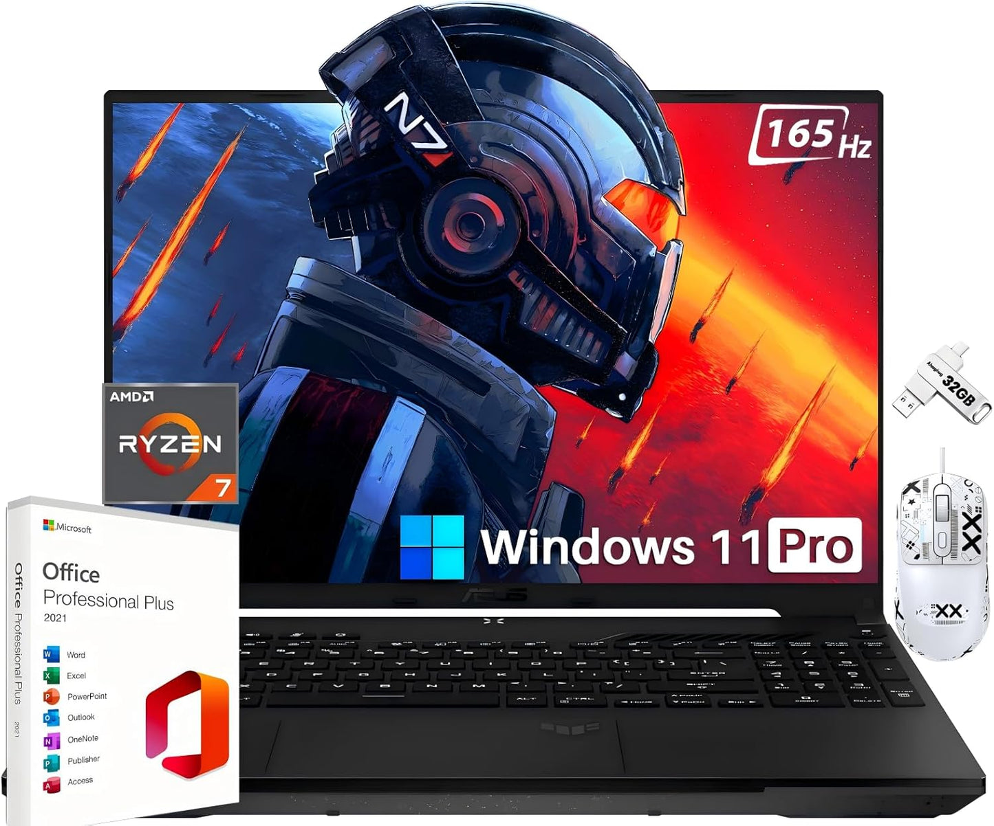 ASUS TUF A16 Gaming Laptop: FHD 165Hz Display, Ryzen 7 HS, RX7700S, Lifetime Office