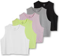 Women's Dry Fit Crop Tank 5 Pack - Comfortable Active Crop Tops Real