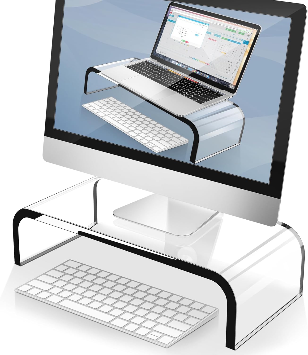 AboveTEK Acrylic Monitor Stand for Ergonomic Workspace Comfort
