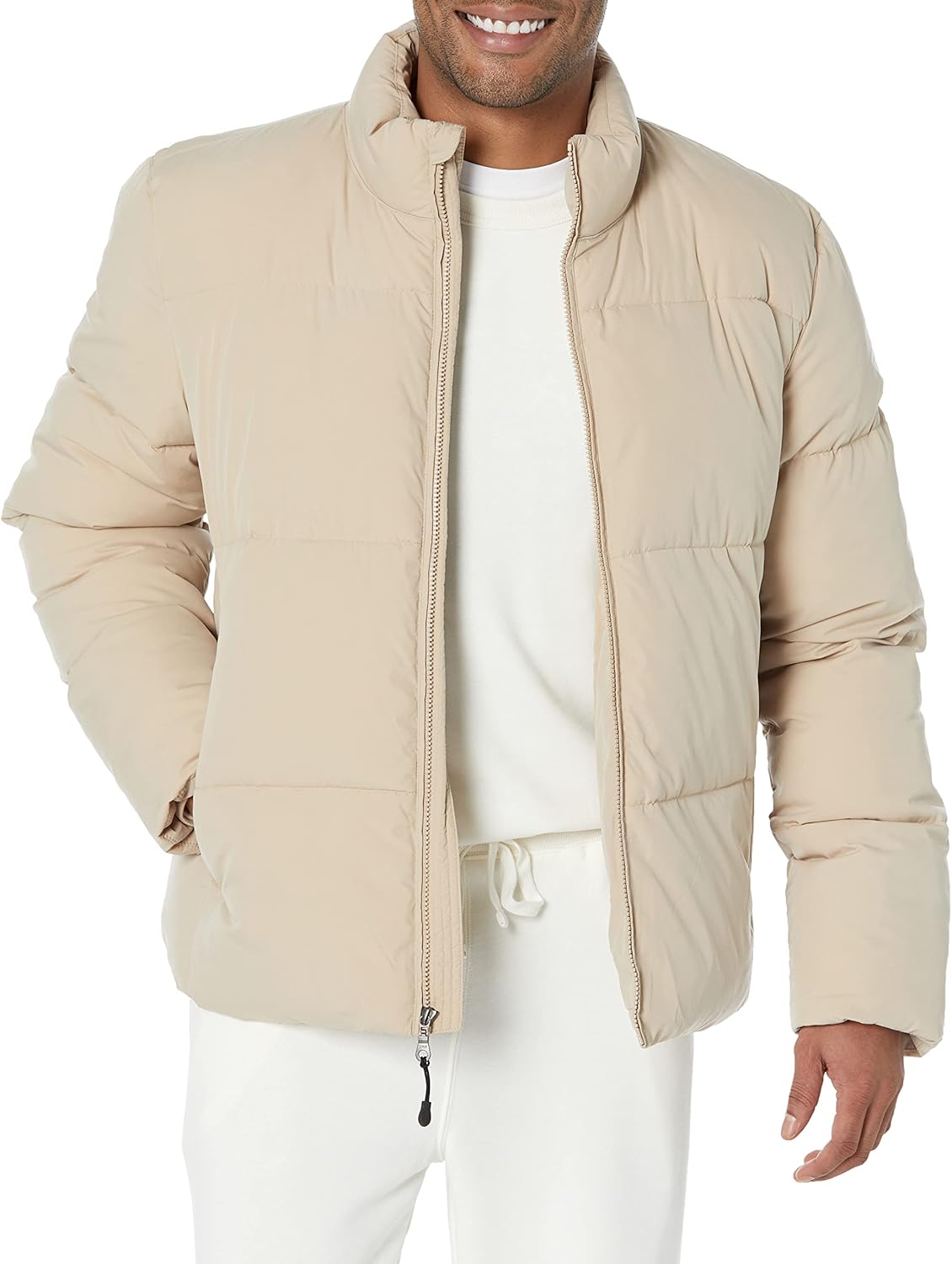 Mens Mock Neck Heavyweight Puffer Coat for Cold Weather Wear