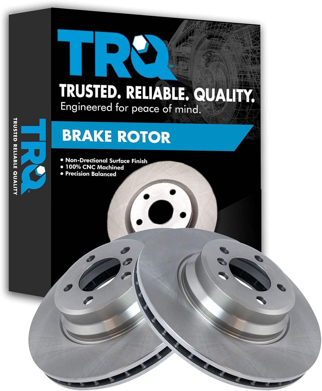 TRQ Front Brake Rotors Set Vented for BMW 745i 750i 760i