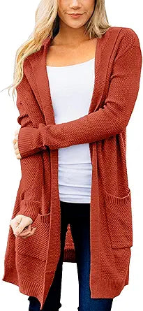 MEROKEETY Women's Long Sleeve Open Front Hoodie Cardigan Sweater