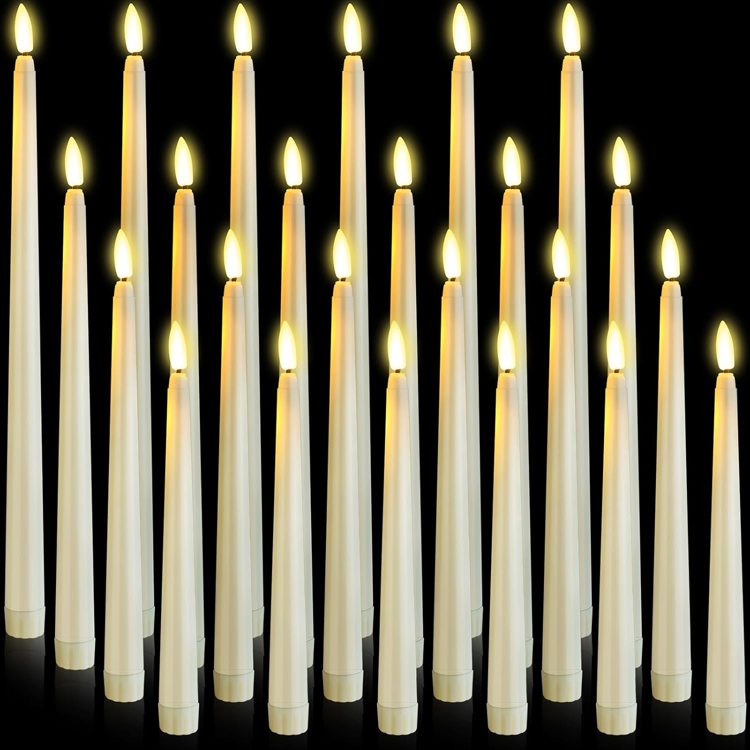24 Pcs Flameless LED Taper Candles for Halloween and Christmas