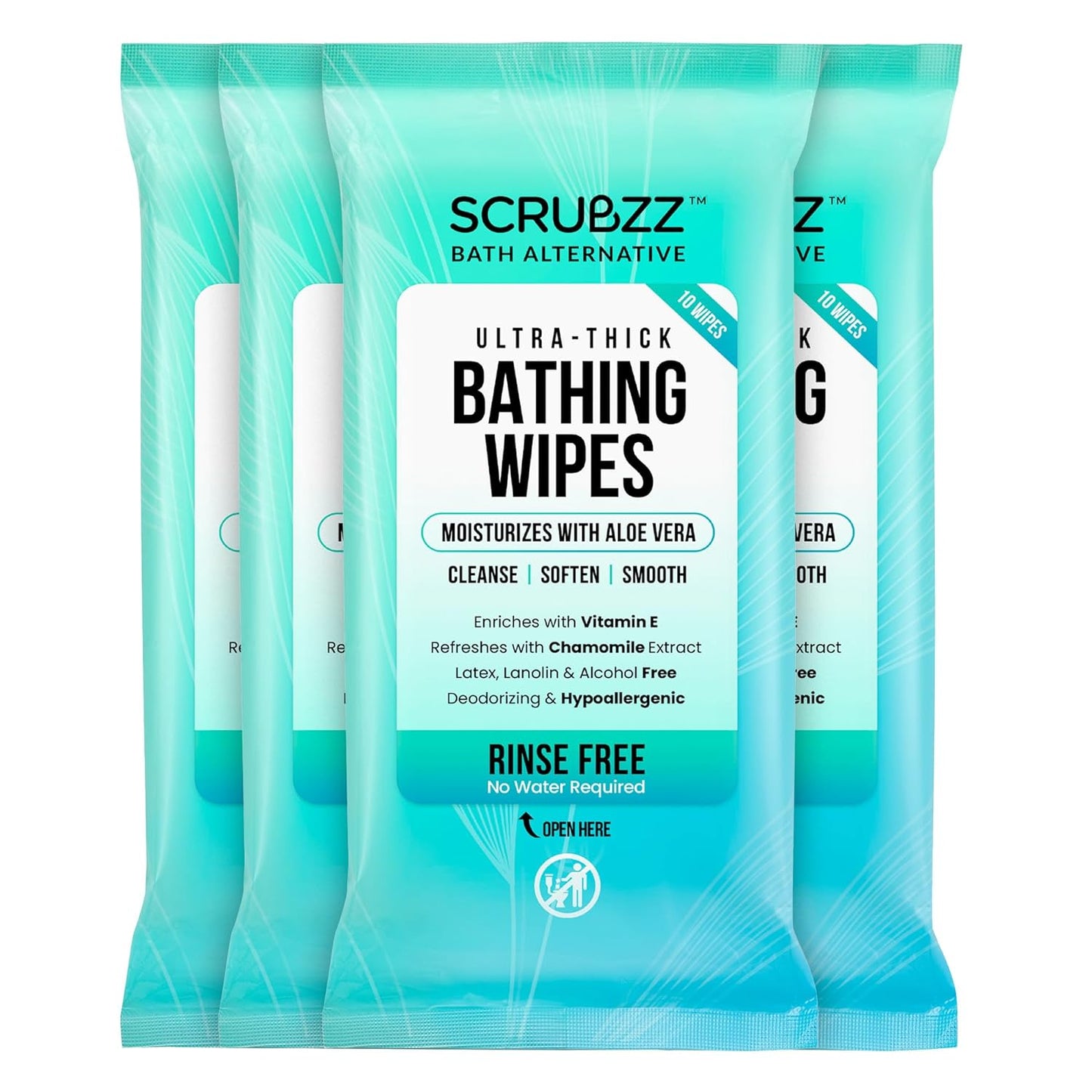 Scrubzz XL Bath Wipes - 40 Disposable Cleansing Wipes for Adults