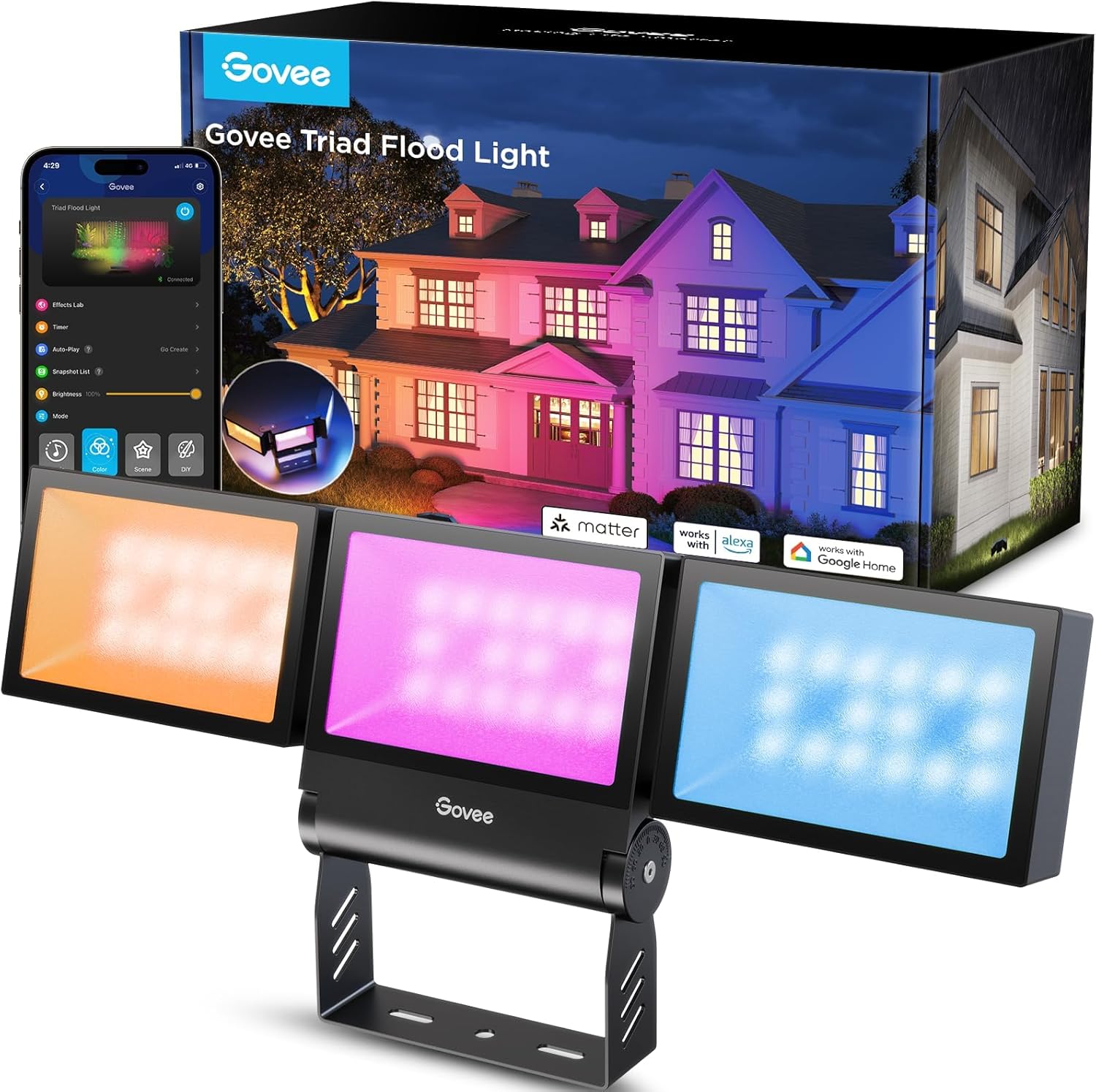 Govee Triad Outdoor Flood Lights: Smart RGBIC Security Lighting