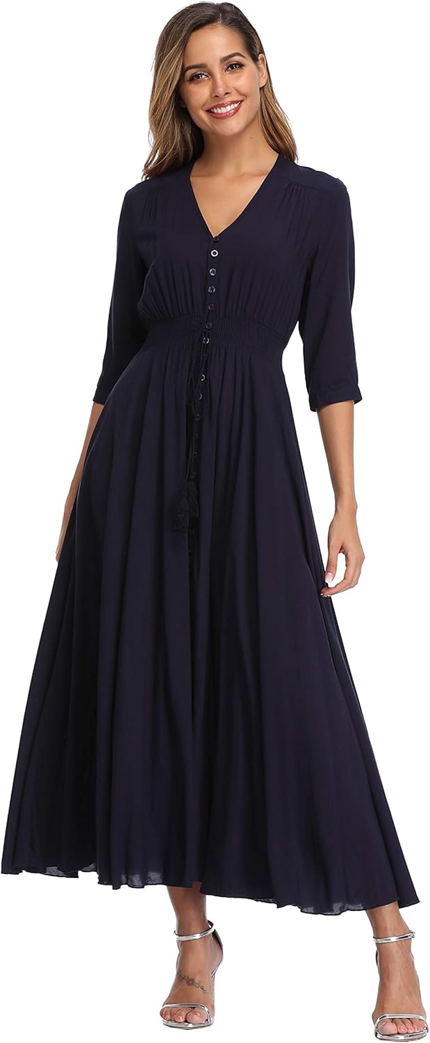 VintageClothing Women's Floral Maxi Dresses for Summer Fun