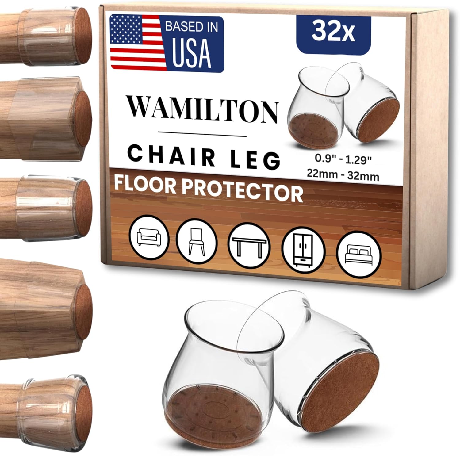WAMILTON Chair Leg Protectors - Protect Hardwood Floors