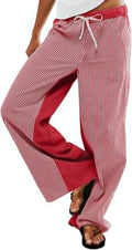 Low Rise Striped Cotton Pants for Women - Boho Wide Leg 2025