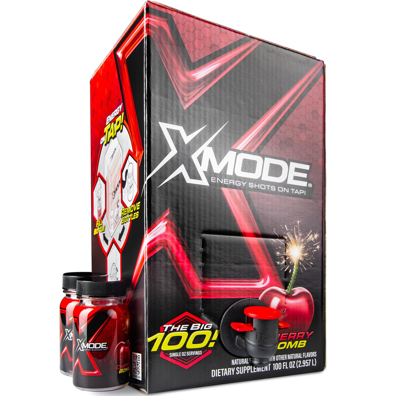 XMODE Extra Strength Energy Shots Dispenser with Cherry Bomb Flavor