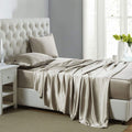 Lanest Housing Silk Satin Sheets Cal King - Cooling Soft Taupe