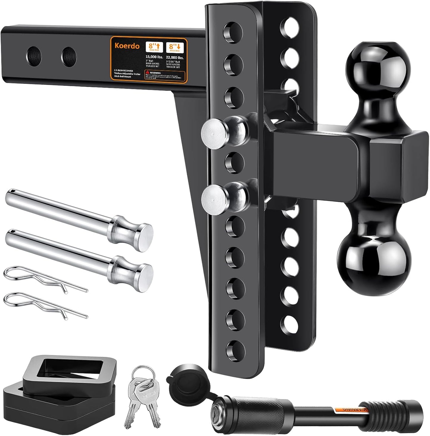 Adjustable Trailer Hitch with 8 Inch Drop for Heavy Duty Towing