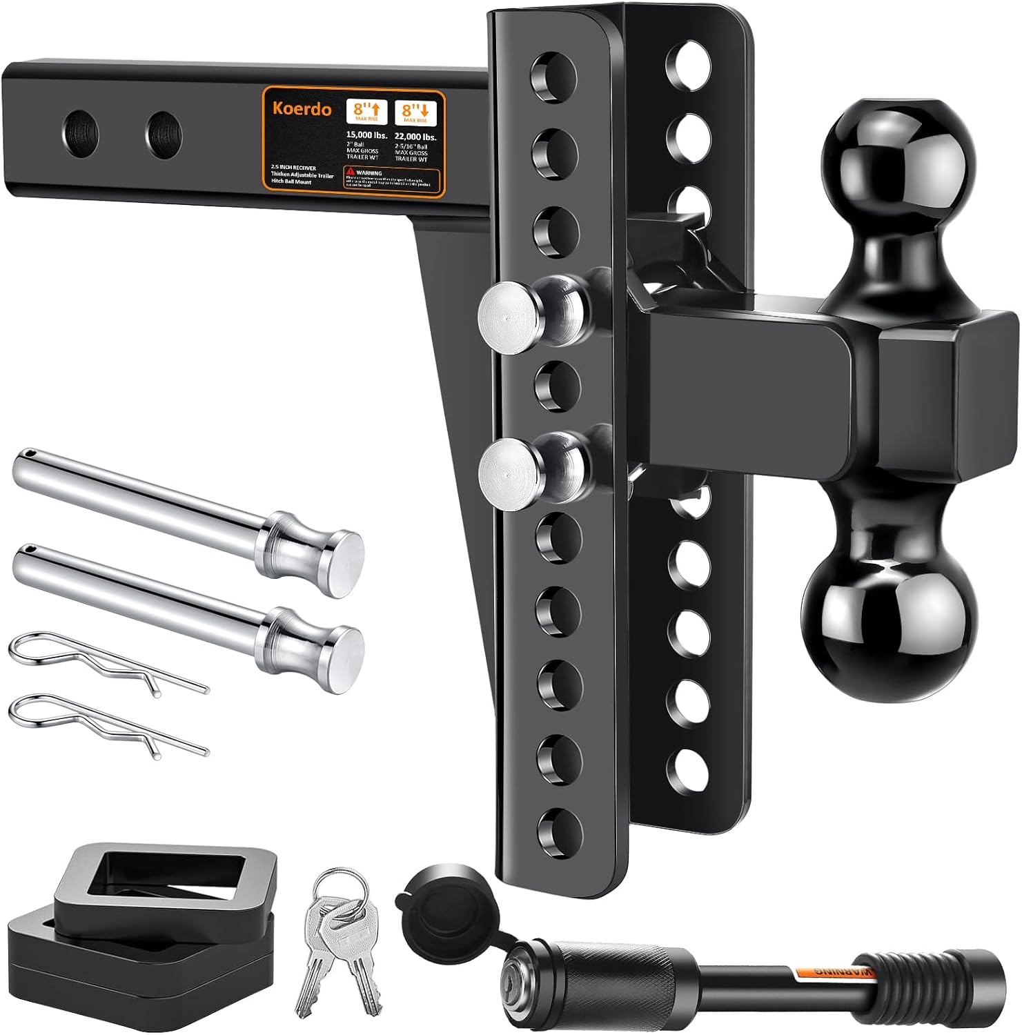 Adjustable Trailer Hitch with 8 Inch Drop for Heavy Duty Towing