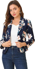 Women's Open Front Crop Suit Blazer - Lightweight Summer Office Jacket